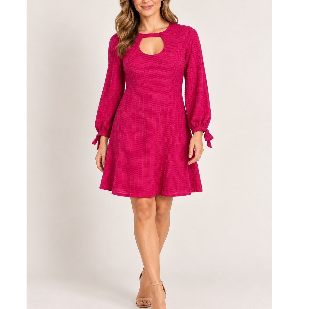 Nanette Lepore Azalea Pink Majorca Textured Cutout Tie Wrist Mini Dress 8